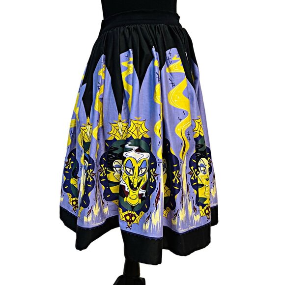 Pinup Couture Evil Queen Witch Transformation Swing Skirt Halloween Flare Pocket - Picture 8 of 12